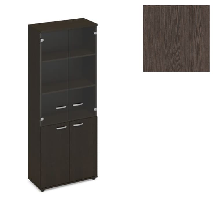 Шкаф для документов со стеклянными прозрачными дверьми Юнитекс А4 (78x36.4x193) А4 9379 ВТ венге