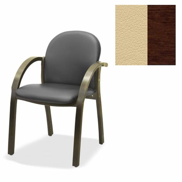 Офисный стул Юнитекс Джуно люкс экокожа премиум бежевая CN1123/дерево-орех гамильтон