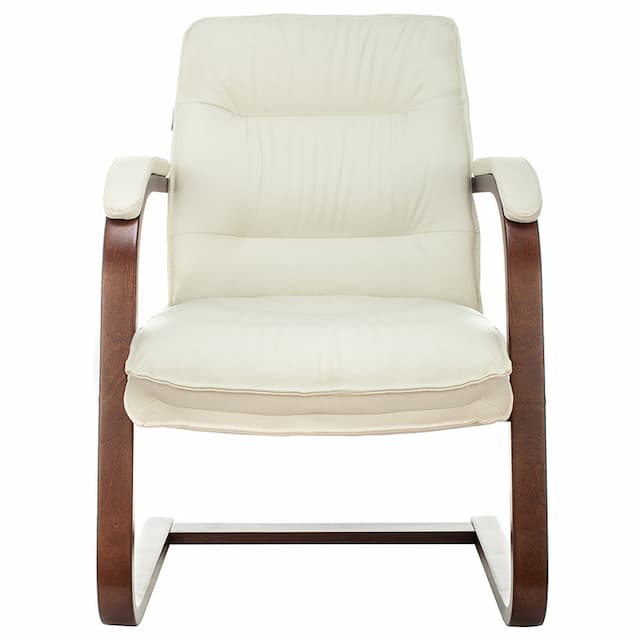 Кресло Бюрократ T-9927WALNUT-AV слоновая кость кожа полозья дерево