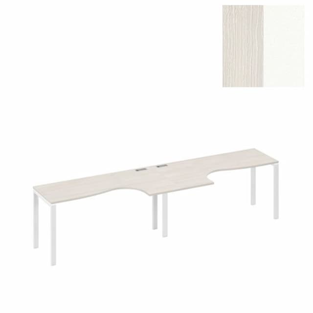 Рабочая станция Юнитекс А4 столы Классика каркас UNO (2х160) А4 Б1 035-2 ДШ (320x90x75) дуб шамони/металлокаркас белый