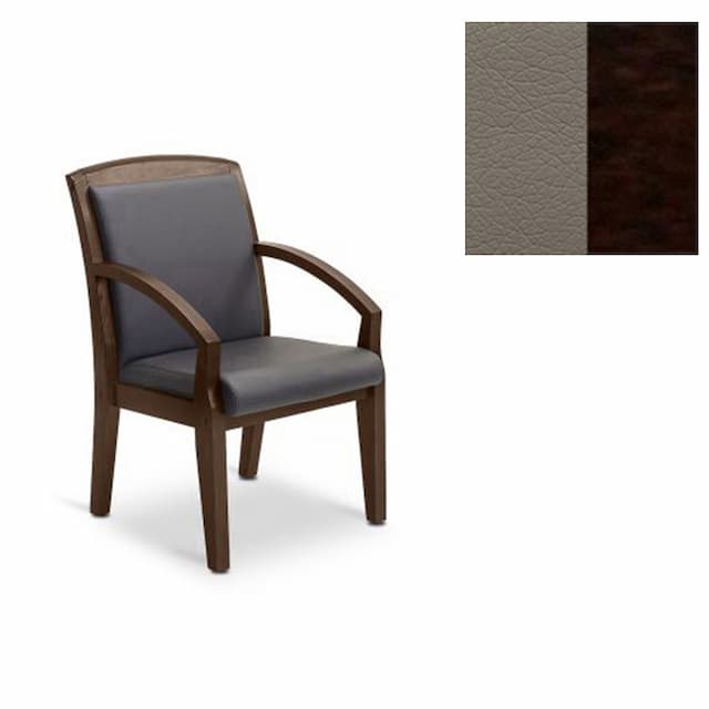 Кресло Юнитекс Граф для посетителя экокожа премиум серо-коричневая CN6/дерево-венге