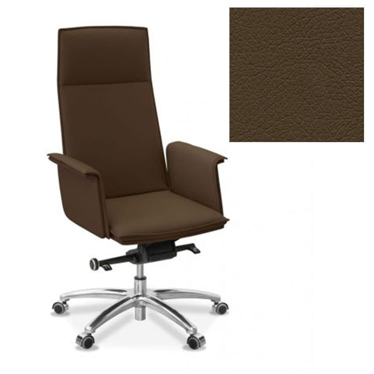 Кресло Юнитекс Лео для руководителя экокожа премиум коричневая CN1116