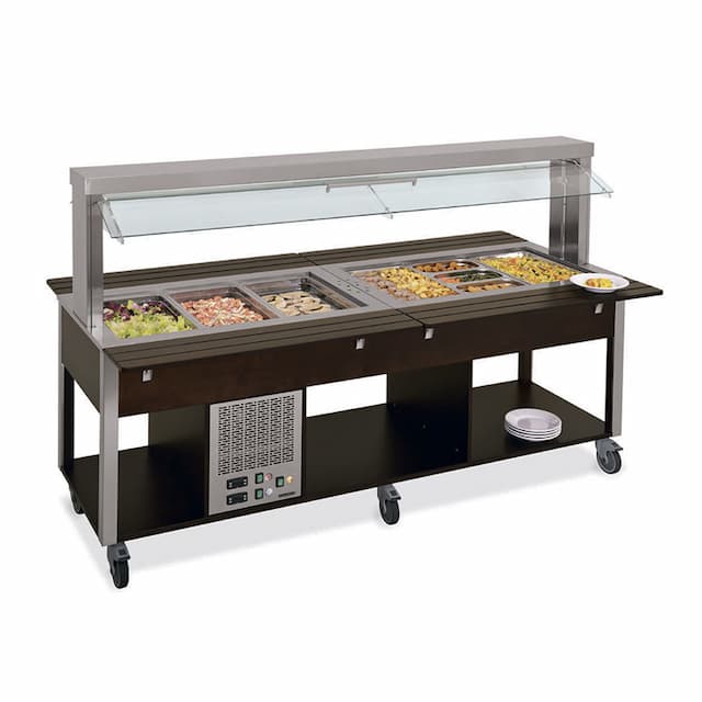 Стол Шведский комбинированный (защитное стекло подвижное) MetalCarrelli 6920.5F2M-R (дуб)